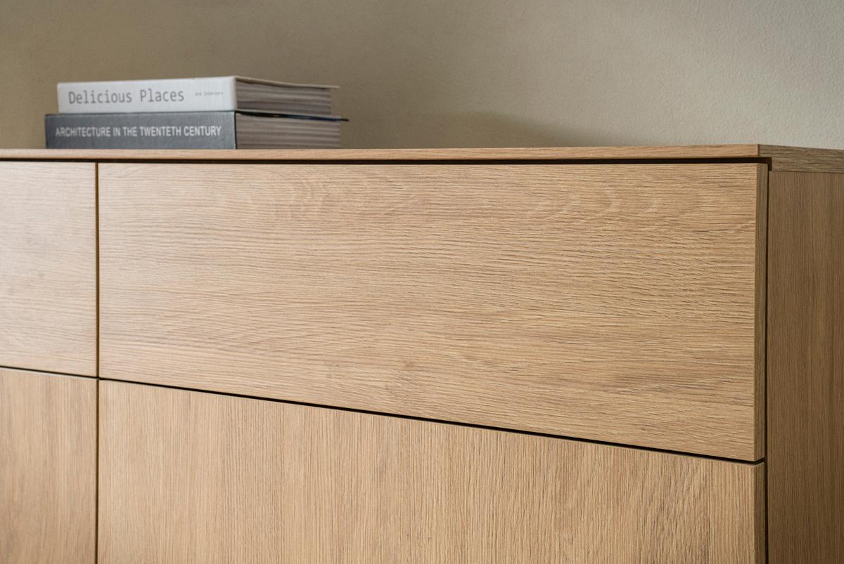 SIDEBOARD Stone Eiche, Kommode 115 x 98 cm, mit Push-to-Open - Eichefarben/Schwarz, Holzwerkstoff/Metall (115/98/40cm) - Furn.Design