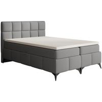 BOXBETT Solido mit Bettkasten 140x200 cm grau - Schwarz/Grau, Textil/Metall (140/200cm) - Beautysofa