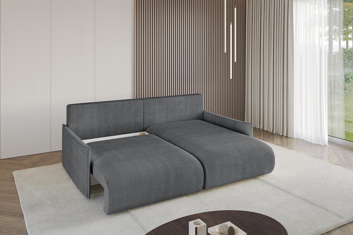 ECKSOFA Ottomane rechts ONESK-L -v1 216x177x72 Dunkelgrau Cord - Dunkelgrau, Holzwerkstoff/Kunststoff (177/216cm) - ALTDECOR