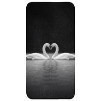BADEMATTE Schwäne - Herz - Schwarz - Weiß 60x120 cm - Schwarz, Textil (60/120cm) - OnlyWow