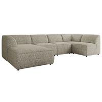 WOHNLANDSCHAFT MODARO U 5M - Beige Struktur - Links - Beige/Schwarz, Textil (180/78/345cm) - MKS