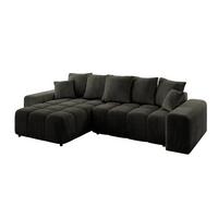 ECKSOFA Ottomane links ENIL-L 297x189x68 Schwarz Velours - Schwarz, Holzwerkstoff/Kunststoff (297/189cm) - ALTDECOR