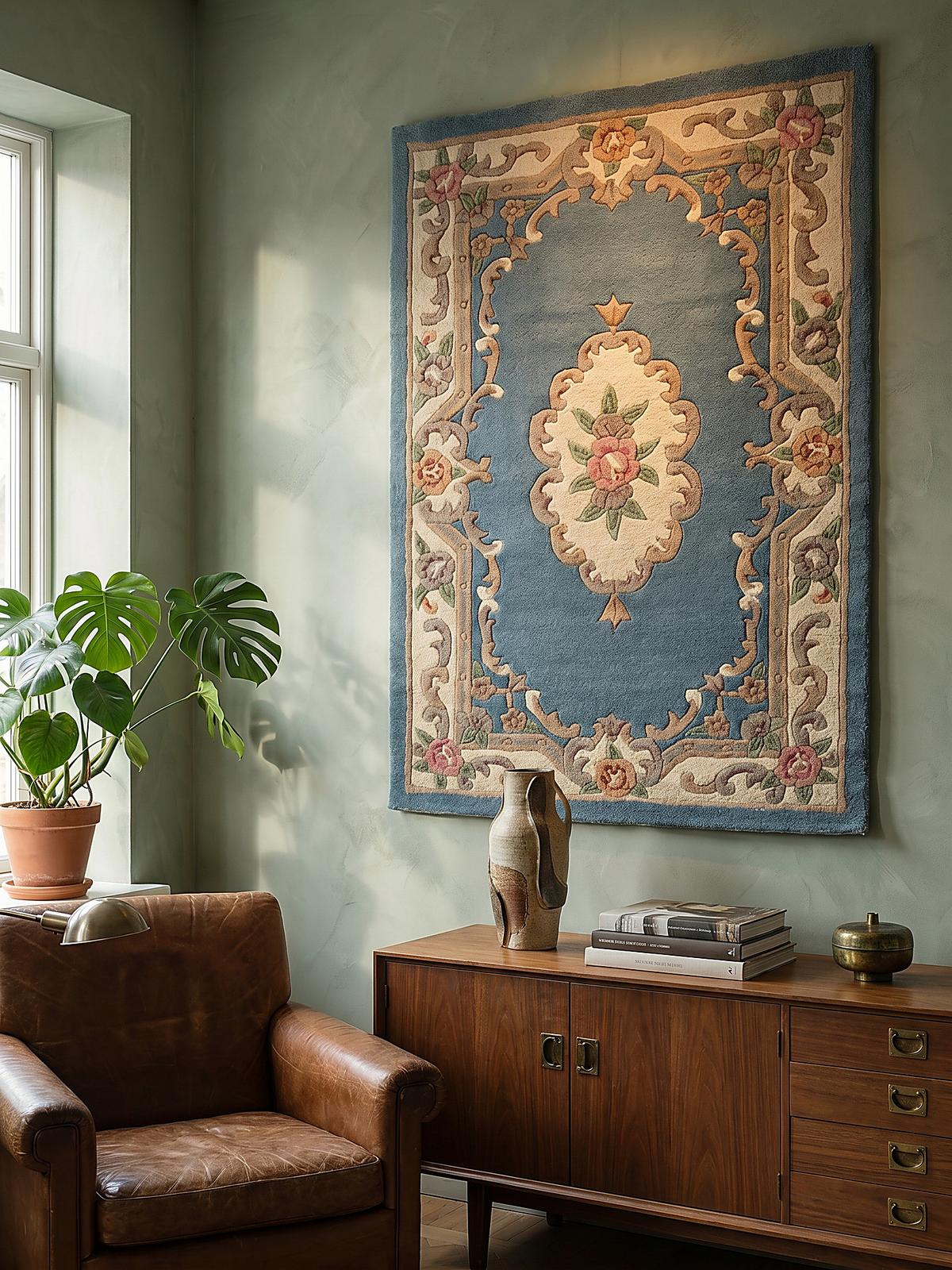 WOLLTEPPICH BEAULY, klassisch, Blau-Beige, 75 x 150 cm - Blau, Textil (150/75cm) - KADIMA DESIGN