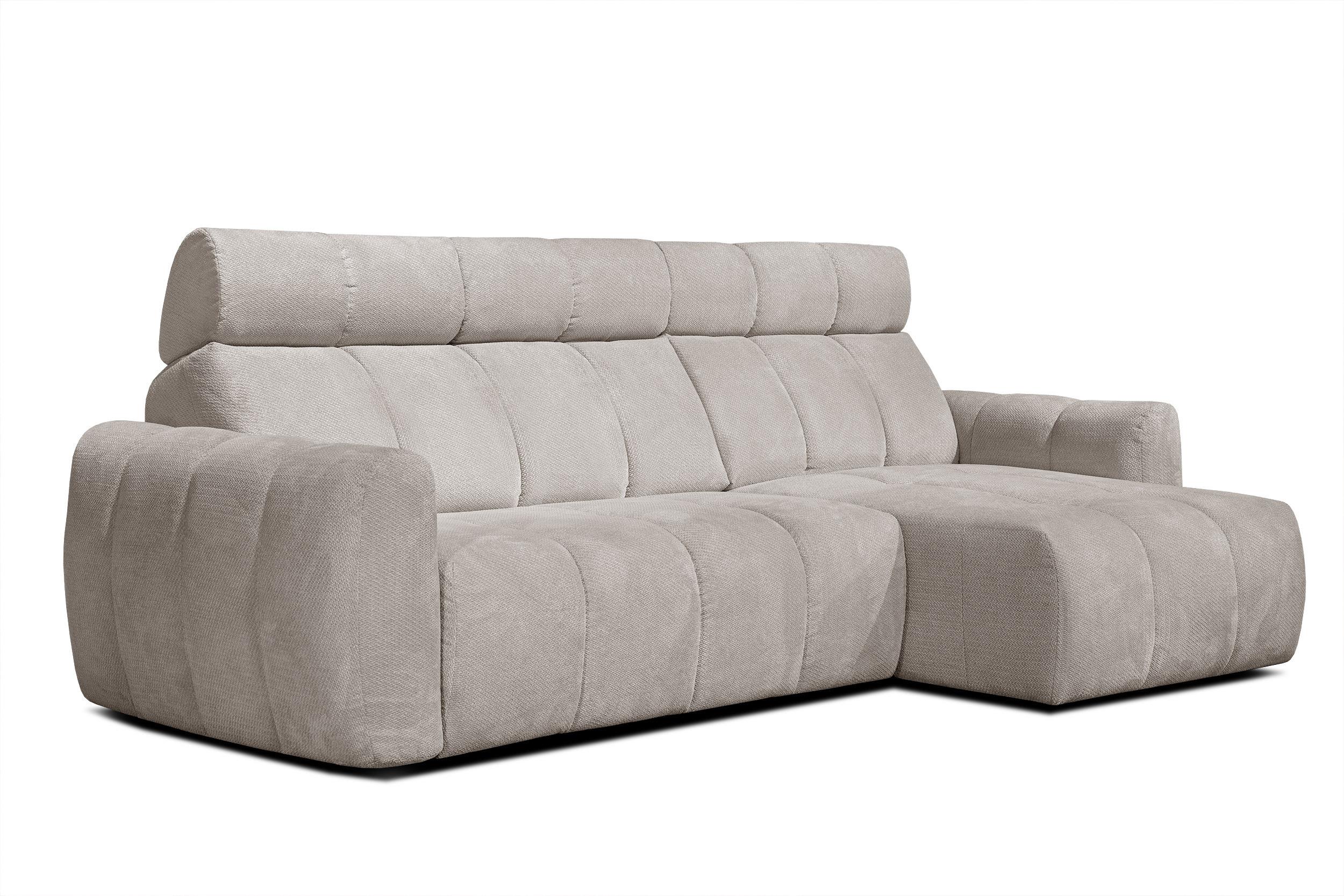 ECKSOFA KIMI 3-Sitzer, ausziehbarer Sitz, verstellbare Kopfstützen, beige - Beige/Schwarz, Holzwerkstoff/Textil (270/160cm) - Wozimo