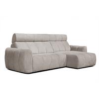 ECKSOFA KIMI 3-Sitzer, ausziehbarer Sitz, verstellbare Kopfstützen, beige - Beige/Schwarz, Holzwerkstoff/Textil (270/160cm) - Wozimo