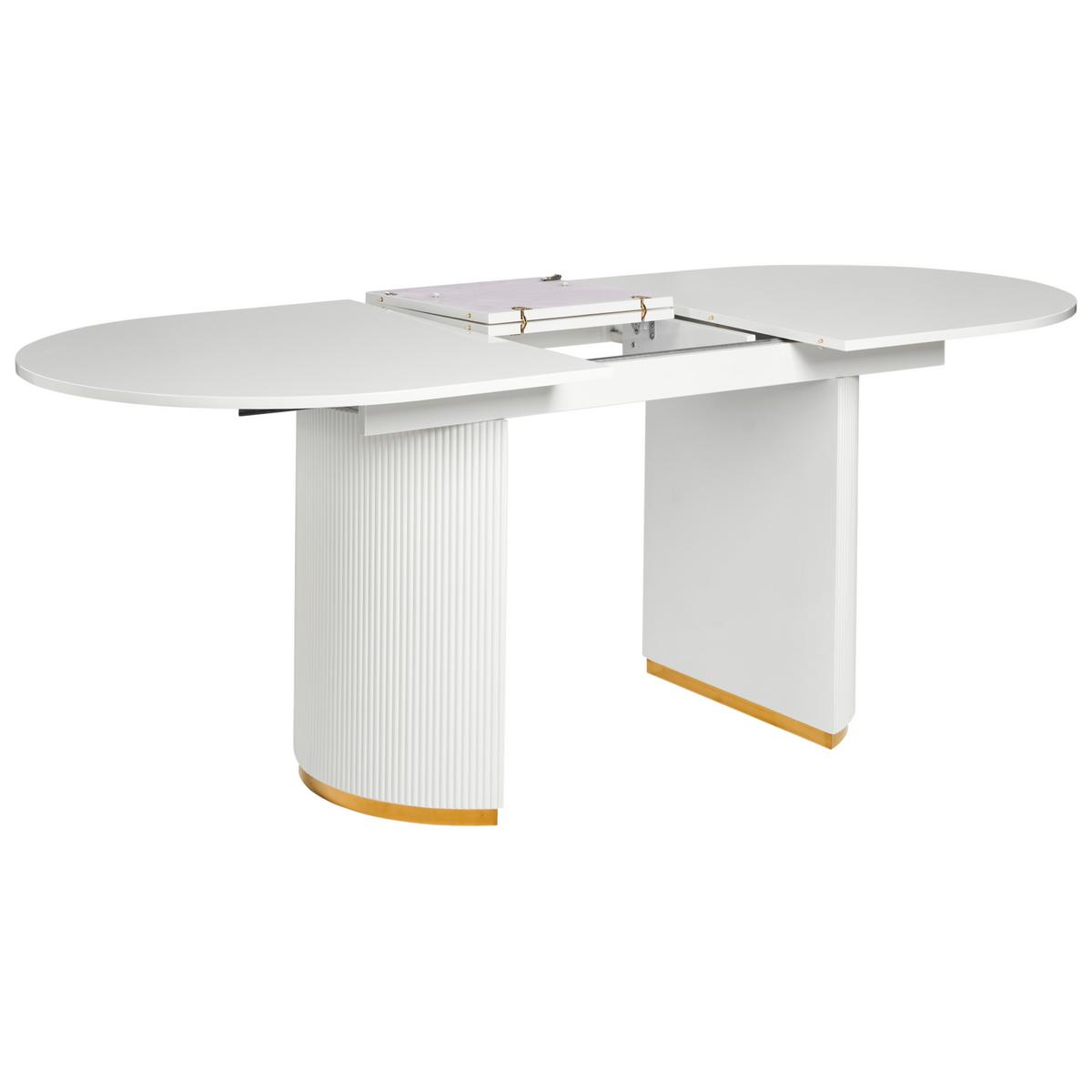 ESSTISCH ausziehbar Weiß 160-200/90 cm Dulverton - Weiß, Holzwerkstoff (160/90/75cm) - Beliani