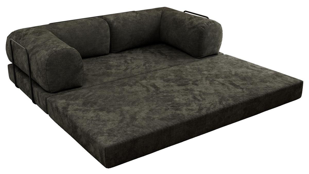 3-SITZER SOFA ORSETTO - Dunkelgrau Schenille glatt - Dunkelgrau/Schwarz, Textil/Metall (200/70/100cm) - MKS
