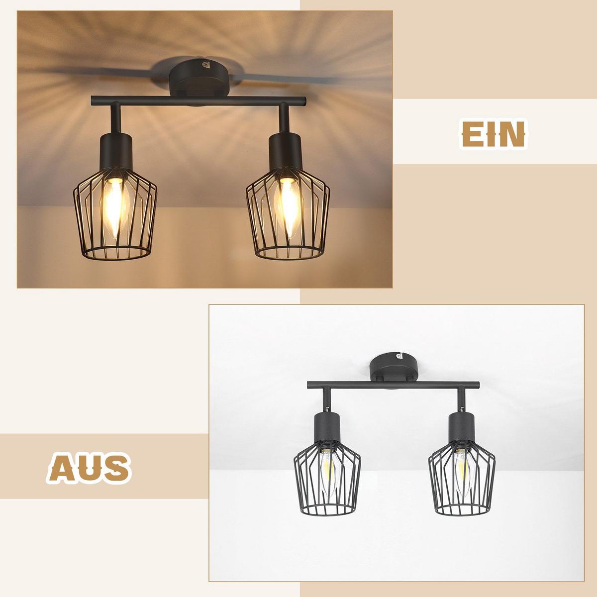 DECKENSTRAHLER Franziska 2-flammig 32/8/10 cm - Schwarz, Metall (32/8/10cm) - Nettlife