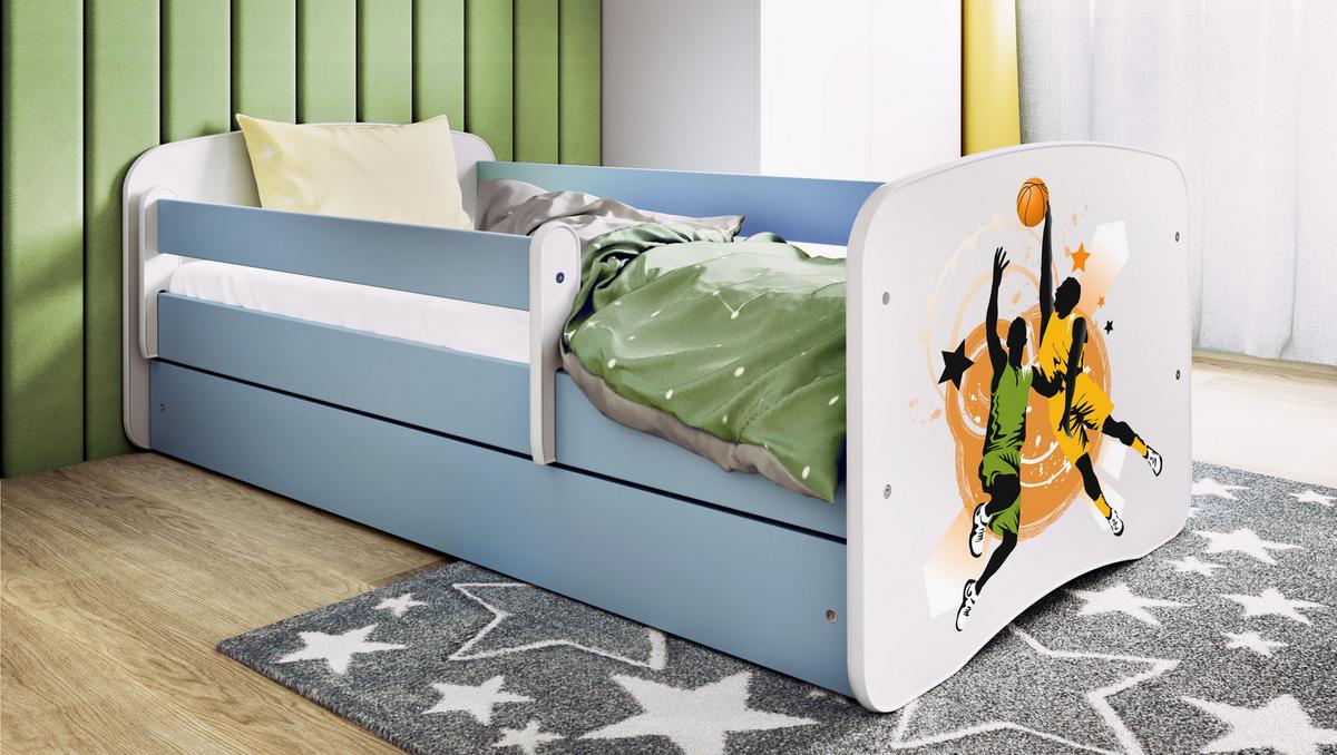 KINDERBETT Basketball mit Schublade und Matratze 140/70 - Blau, Holzwerkstoff (70/140cm) - RAUMHIRSCH FURNITURE