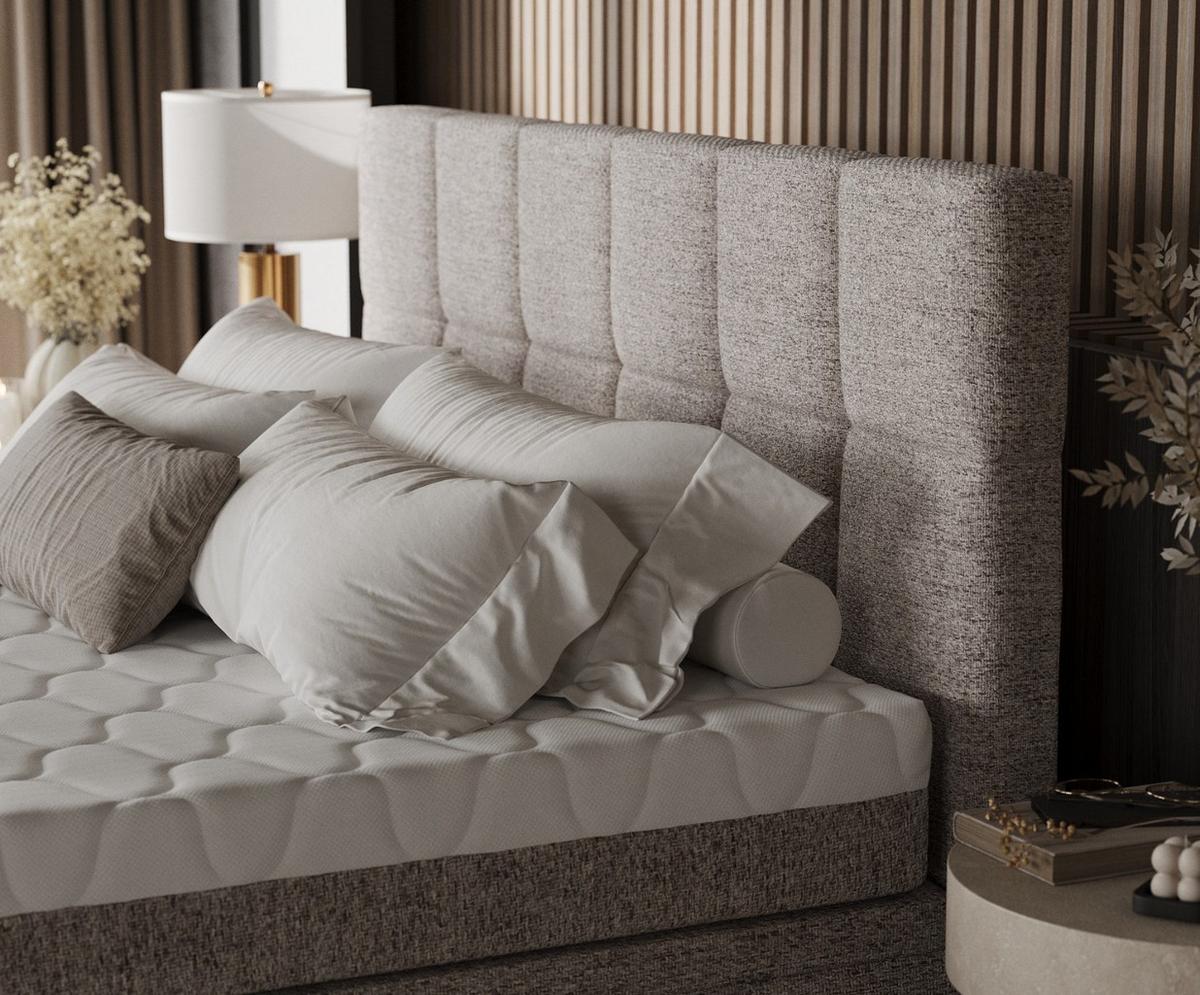 BOXBETT Elano 160/200 cm Beige im Neve Stoff - Beige/Schwarz, Holz/Holzwerkstoff (160/200cm) - AltaBeds
