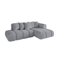 ECKSOFA Ottomane Rechts CLOUD-L-v1 280x185x90 Hellgrau Velours - Hellgrau, Holzwerkstoff/Kunststoff (185/280cm) - ALTDECOR