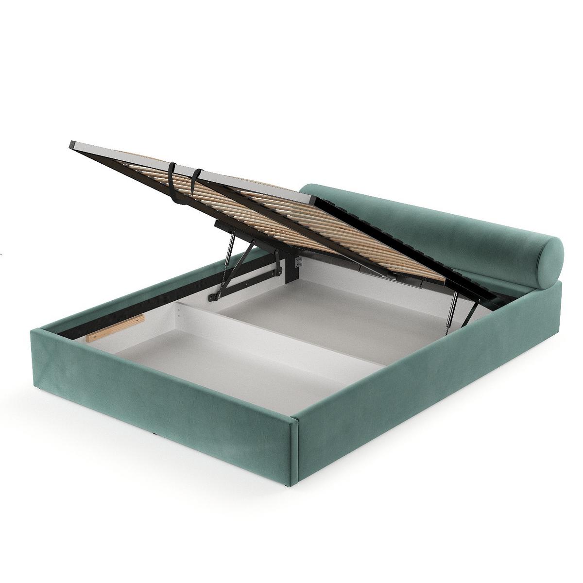 POLSTERBETT Solvo mit Stauraum 200/200 cm Marine im Kronos Stoff - Türkis/Schwarz, Holz/Holzwerkstoff (200/200cm) - AltaBeds