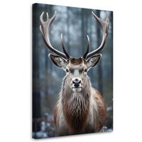 WANDBILD hirsche im wald - Grau, Textil (40/60cm) - Feeby