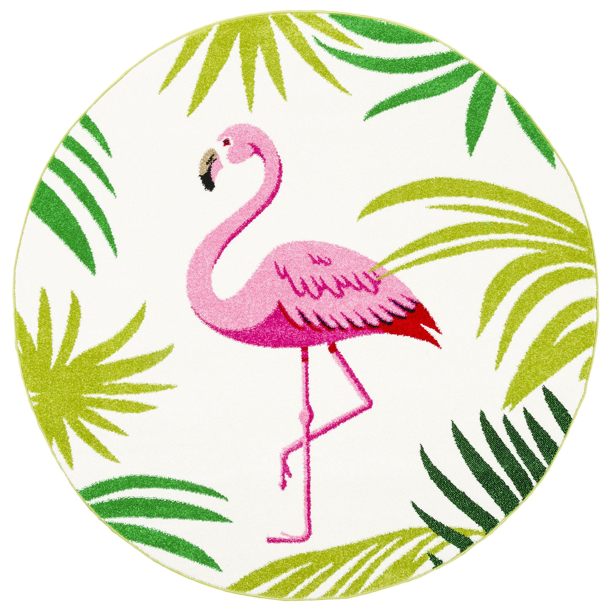 DESIGNER TEPPICH FARO TROPICAL FLAMINGO RUND - Pink, Textil (200/200cm) - Pergamon