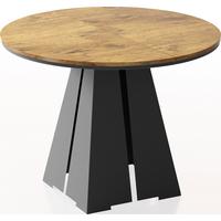 ESSTISCH Kova runder ausziehbarer, Lancelot Eiche 120-200/120/76 cm - Eichefarben/Schwarz, Holzwerkstoff/Metall (120/196/76cm) - WFL GROUP
