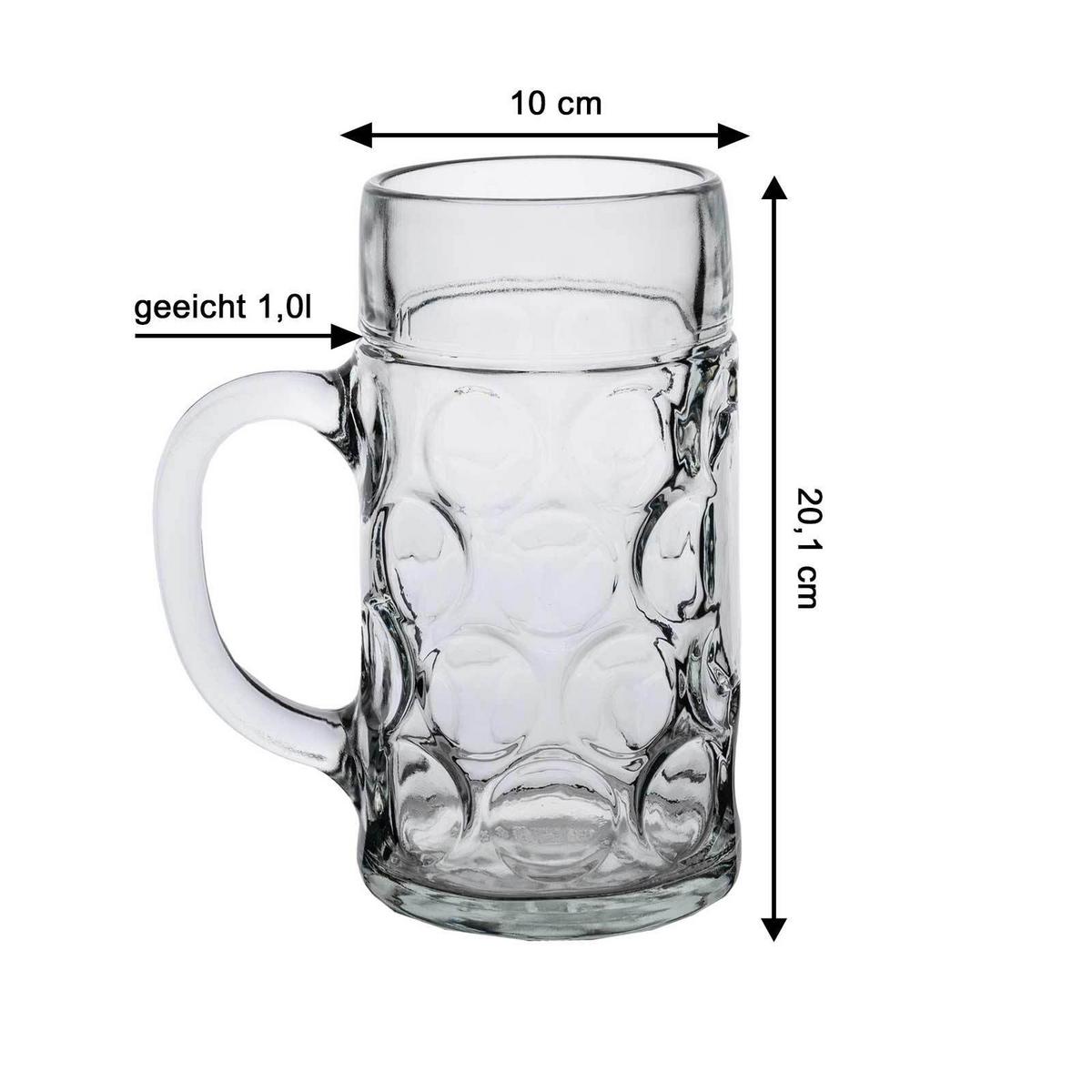 MASSKRÜGE GEEICHT Isar transparent 1 l 6er Set - Transparent, Glas (1L) - Van Well