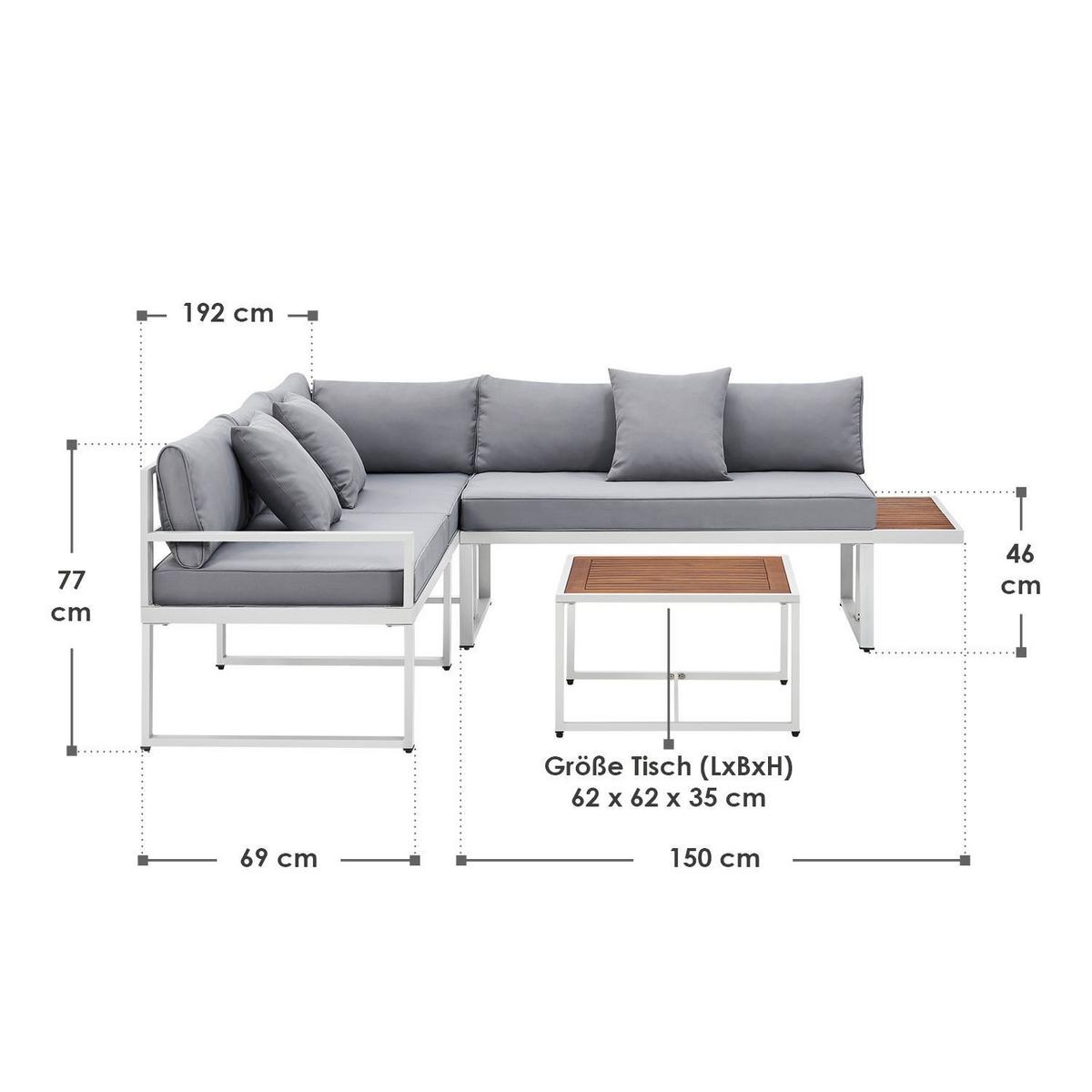 LOUNGEGARNITUR St. Tropez weiß - Weiß, Metall - Juskys