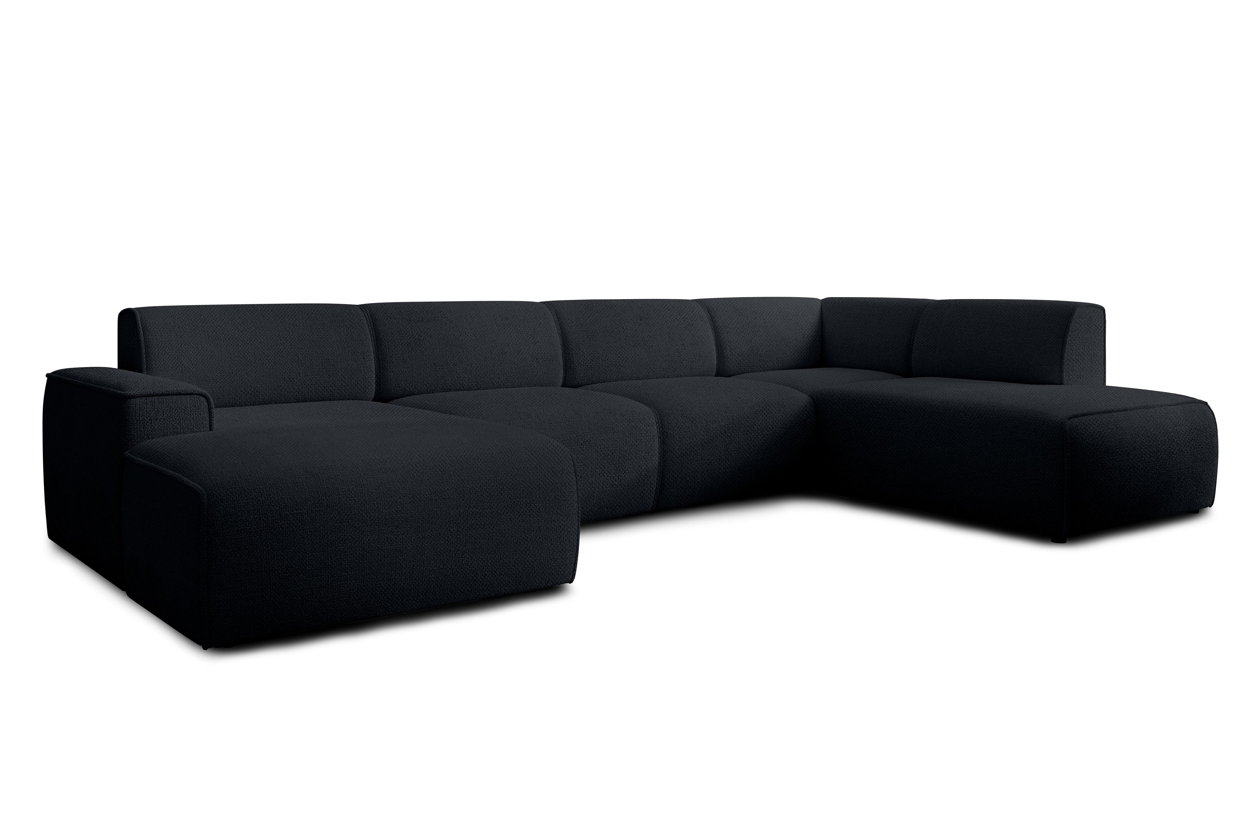 WOHNLANDSCHAFT Didim Dunkelgrau 378/220/78 cm – großes Sofa stilvoll & bequem R - Schwarz, Kunststoff/Textil (378/78/220cm) - AX Living