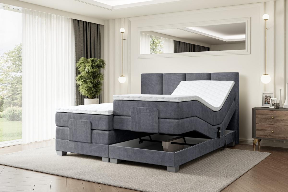 BOXSPRINGBETT elektrisch verstellbar mit 2 Matratzen H4/Taschenfederung ROKS EL 180 x 200 Dunkelgrau - Dunkelgrau, Holzwerkstoff (187/200cm) - ALTDECOR