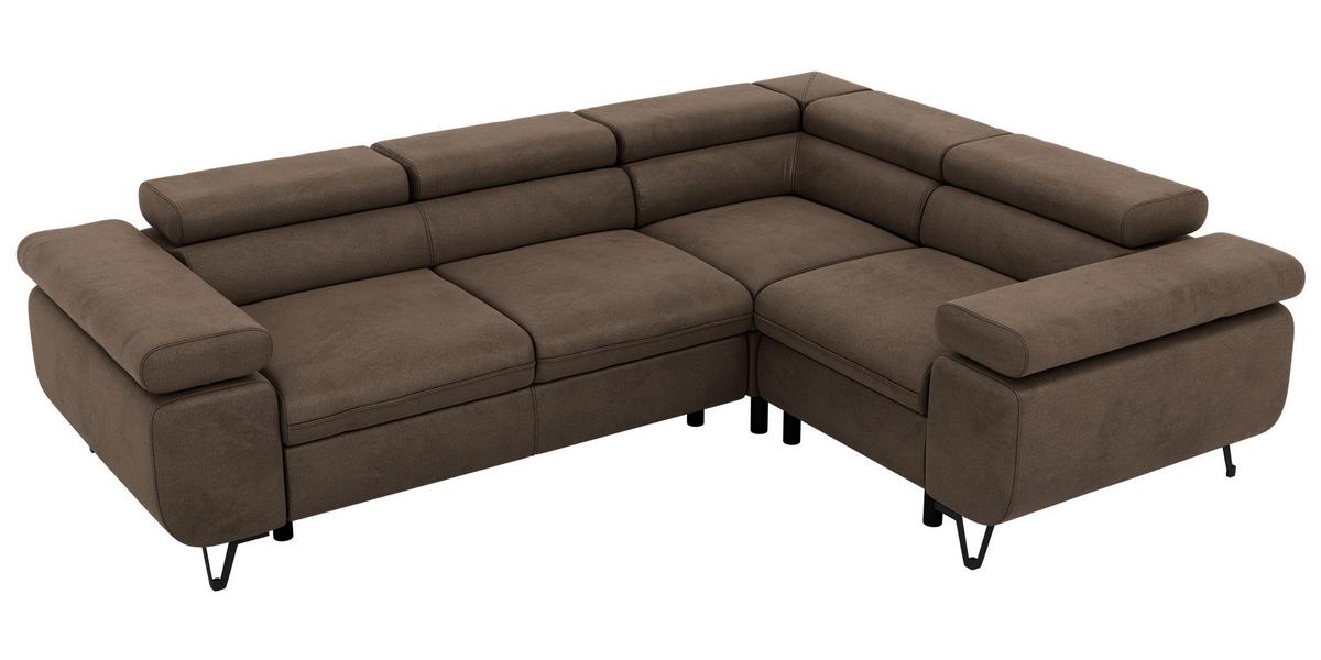 ECKSOFA ORSO L Braun Velvet - Rechts Seite - Schwarz/Braun, Textil/Metall (268/197cm) - MKS