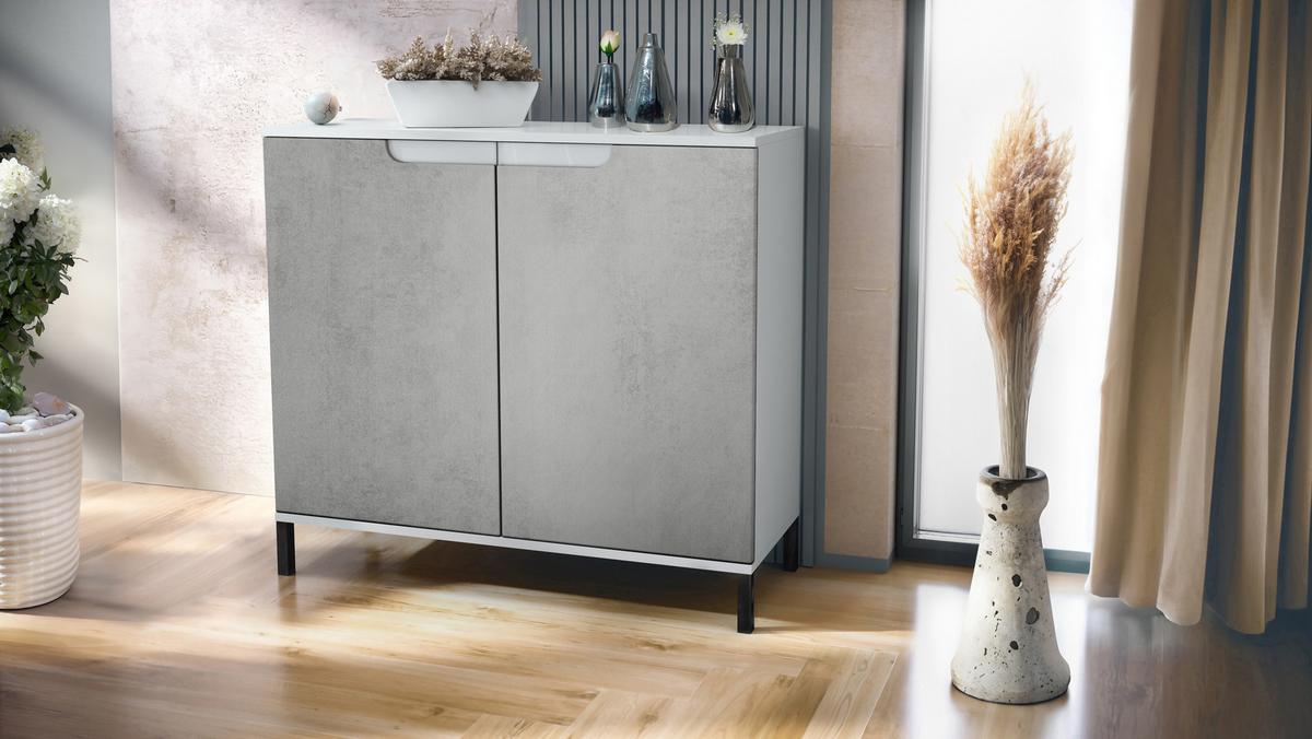 KOMMODE Sylt Beton Oxid Optik - Hellgrau, Holzwerkstoff (92.5/83.5/35cm) - Vladon