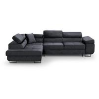 ECKSCHLAFSOFA Waldo verstellbaren Kopfstützen, Schwarz, links - Schwarz, Textil (275/203cm) - Beautysofa