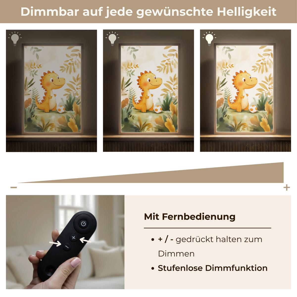 NACHTTISCHLAMPE MIT AKKU Dino - Fußball - Orange 40x60 cm - Beige, Holzwerkstoff (8/40/60cm) - OnlyWow