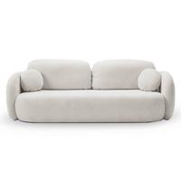BETTSOFA AMICO Hellgrau Bucle-Stoff mit Schlaffunktion - Hellgrau, Holz (238/86.5/101cm) - MASSENO