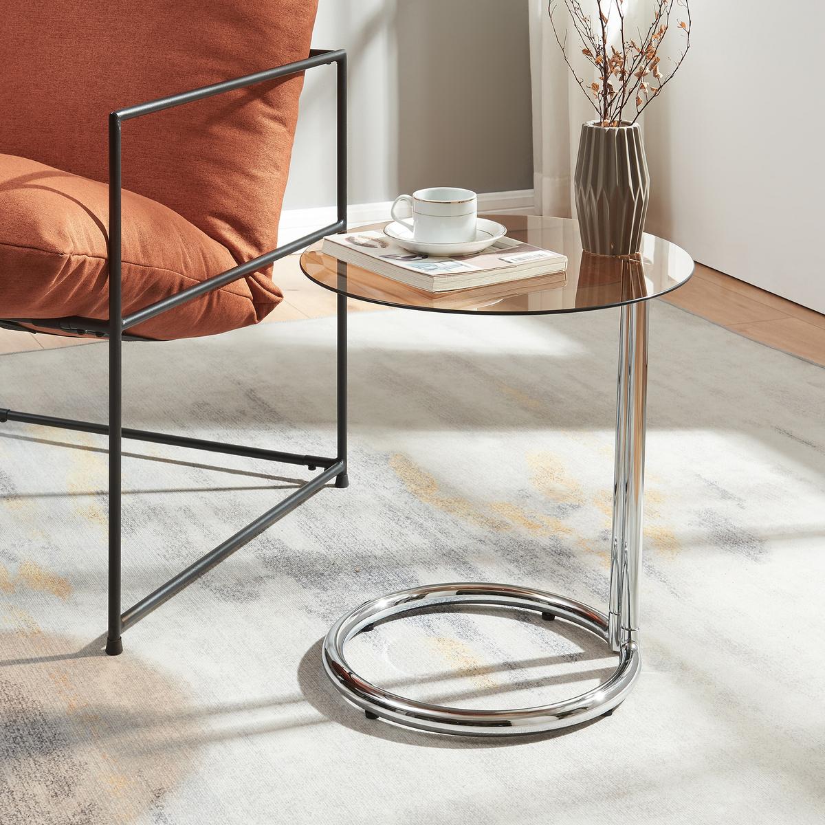 BEISTELLTISCH Ylivieska - Chromfarben/Bernsteinfarben, Glas/Metall (44.5/44.5/46cm) - [en.casa]
