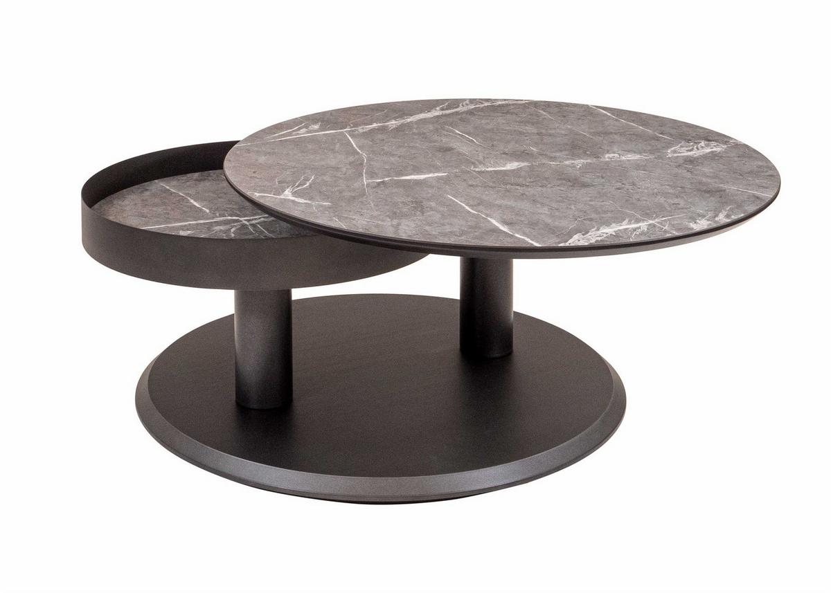 COUCHTISCH mit drehbarer Tischplatte Codie 75x43x75 HPL Schwarz/Grau - Grau, Holzwerkstoff (75/75/75cm) - 58aufmkessel