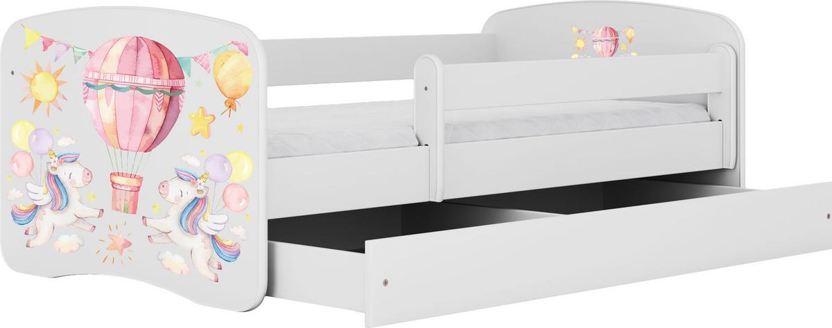 KINDERBETT Emily mit Schublade und Matratze, Weiß 80x180 cm - Hellrosa, Holzwerkstoff (180/80cm) - WFL GROUP