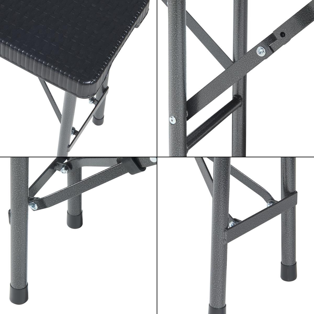KLAPPBANK Mark - Schwarz, Kunststoff/Metall (180/43/25cm) - [en.casa]