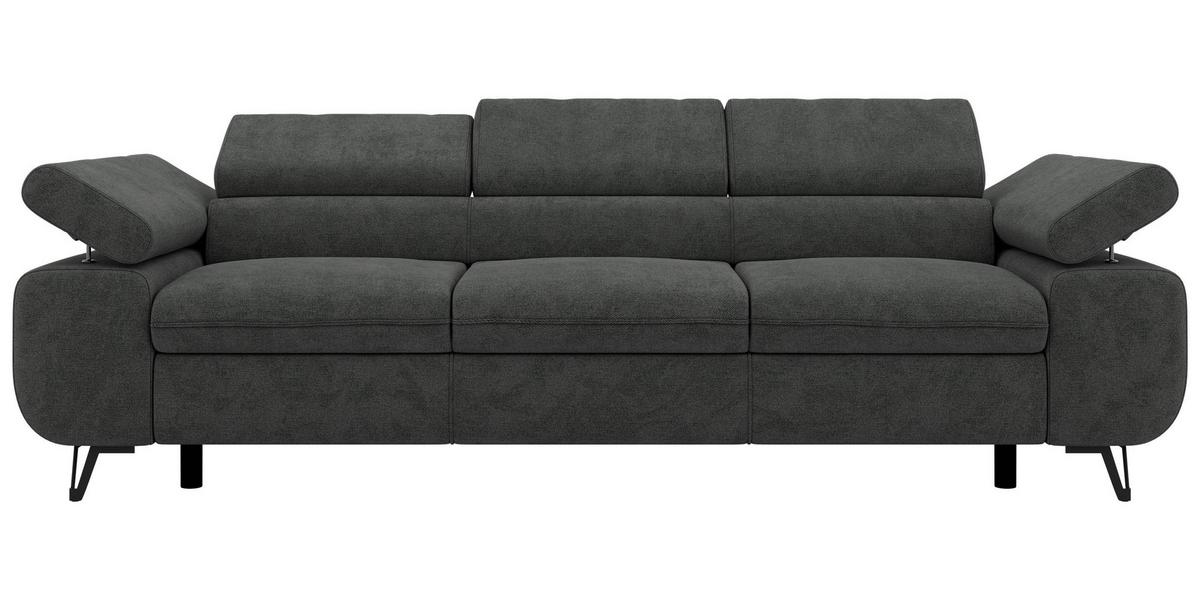 3-SITZER SOFA PETER - Dunkelgrau Stukture - Dunkelgrau/Anthrazit, Textil/Metall (262/76/99cm) - MKS