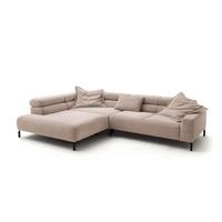 ECKSOFA DELIA Taupe Cord Relaxfunktion - Taupe/Schwarz, Textil/Metall (276/219cm) - KAWOLA