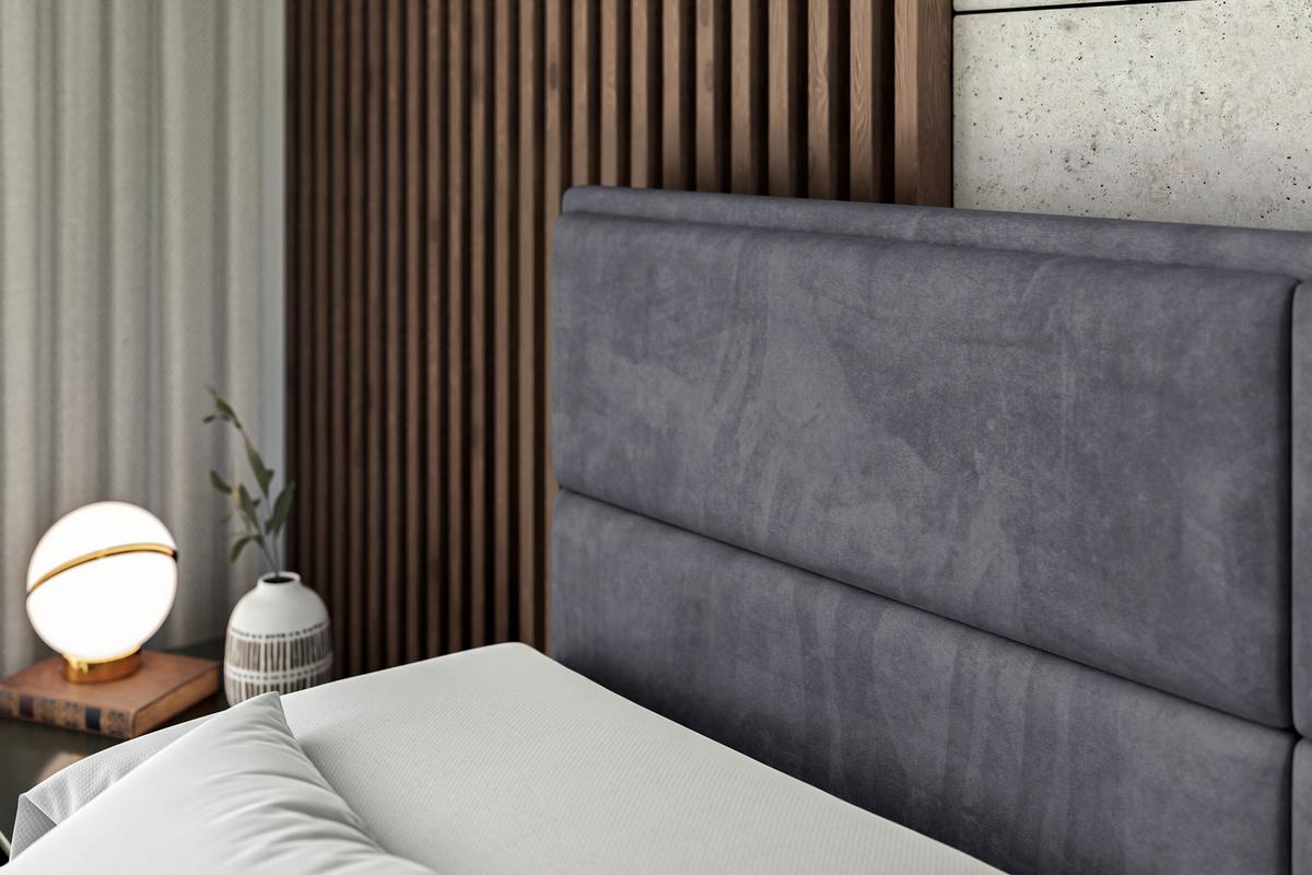 BOXBETT mit Matratze H4 und Lattenrost - AURA - 140x200 - H4 - Dunkelgrau - Dunkelgrau, Holzwerkstoff (140/200cm) - ALTDECOR