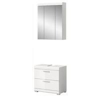 BADMÖBEL-SET weiß Hochglanz 2-teilig 60 cm, Kombination mit Spiegelschrank - Weiß Hochglanz, Glas/Holzwerkstoff (60/191/37cm) - Inn.Furn