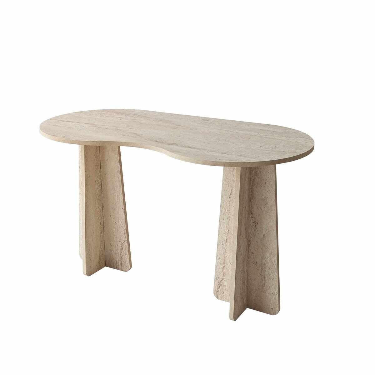 SCHREIBTISCH mit organisch-form Tischplatte 120/60/75 cm - Beige, Holzwerkstoff (8.5/60/75cm) - Calicosy