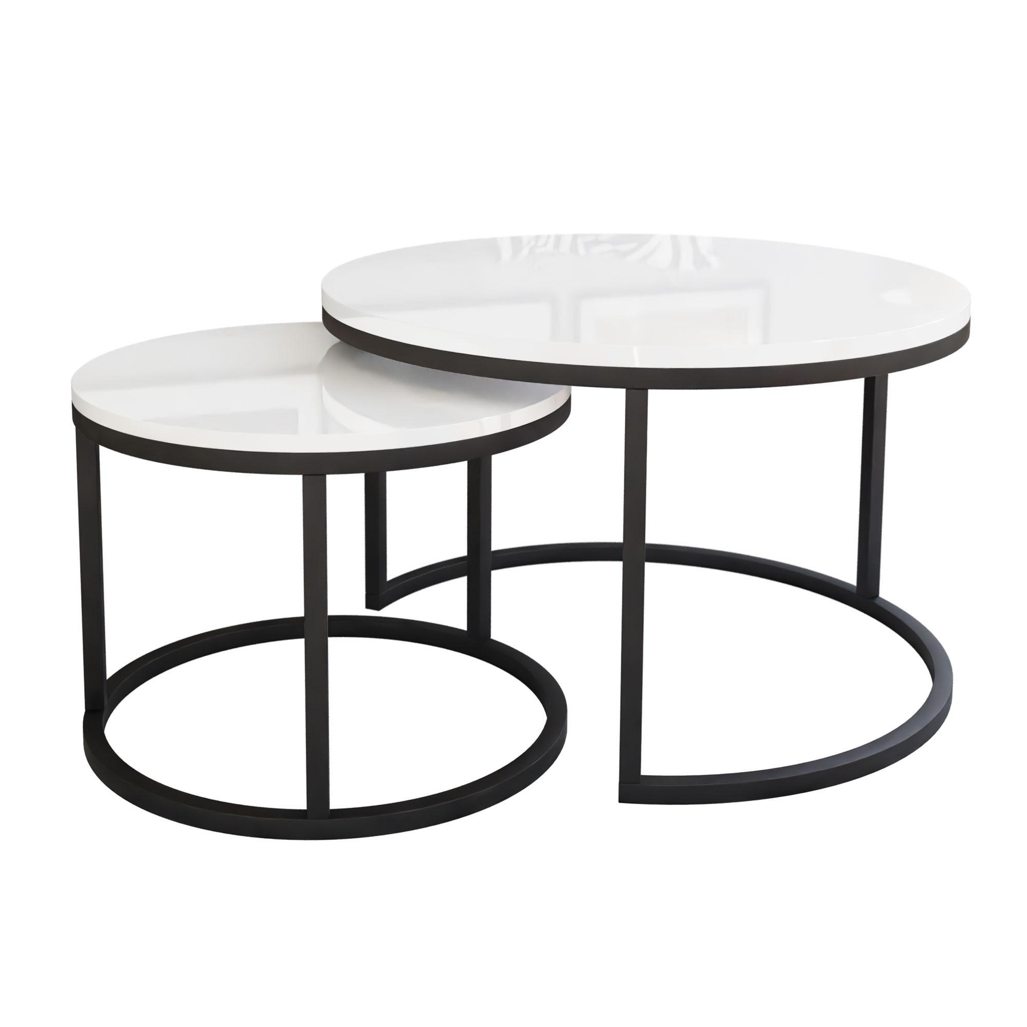 COUCHTISCH CIRI 2-in-1 Hochglanz - Schwarz/Weiß, Holzwerkstoff (80/80/48cm) - Lookway