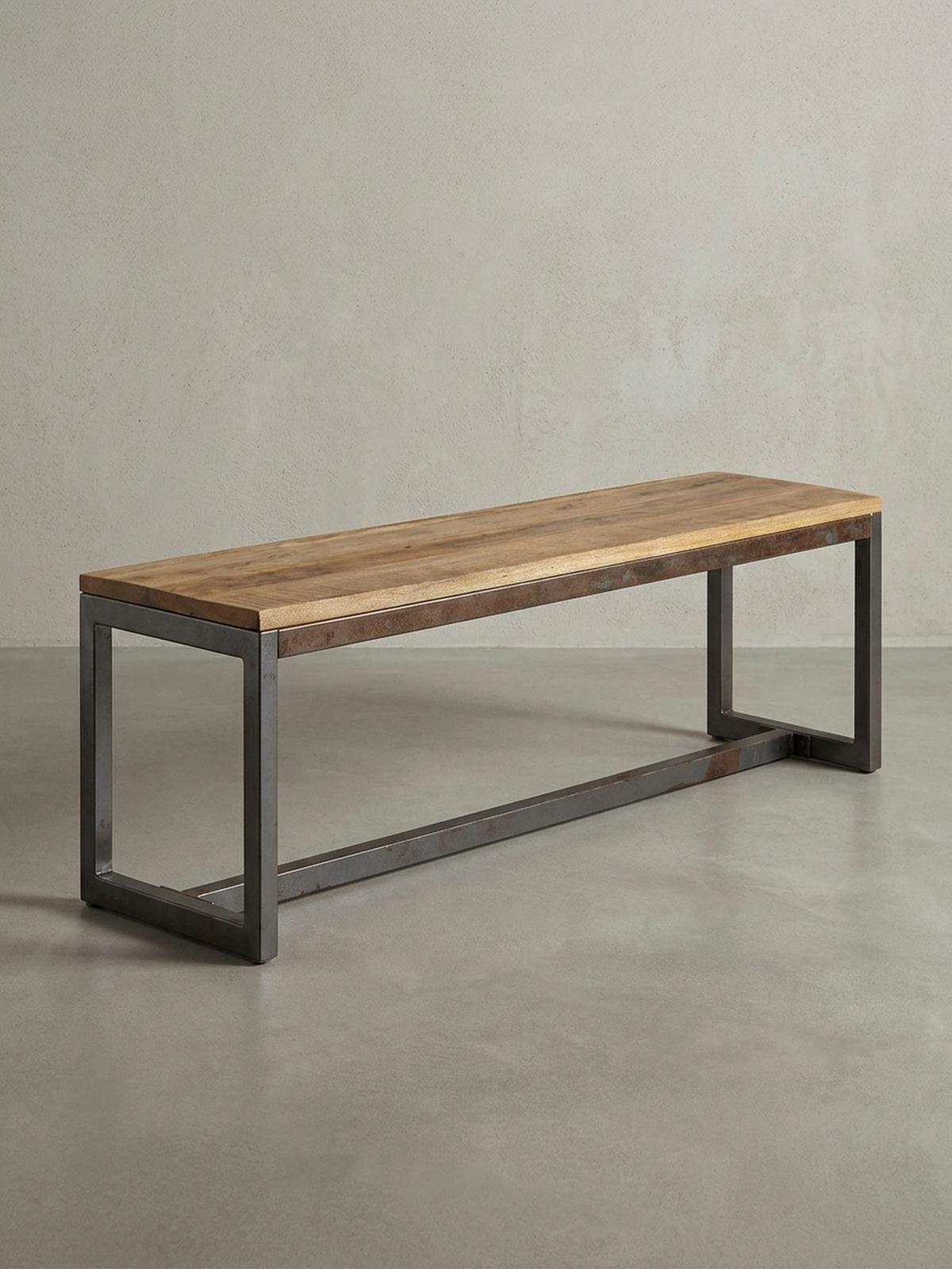 SITZBANK – Mango/Massivholz/Metall, 120x46x45 cm, ohne Lehne - Schwarz/Braun, Holz/Metall (45/46/120cm) - KADIMA DESIGN