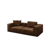 SOFA CARMO Braun Leder - Schwarz/Braun, Leder/Kunststoff (266/68/118cm) - KAWOLA