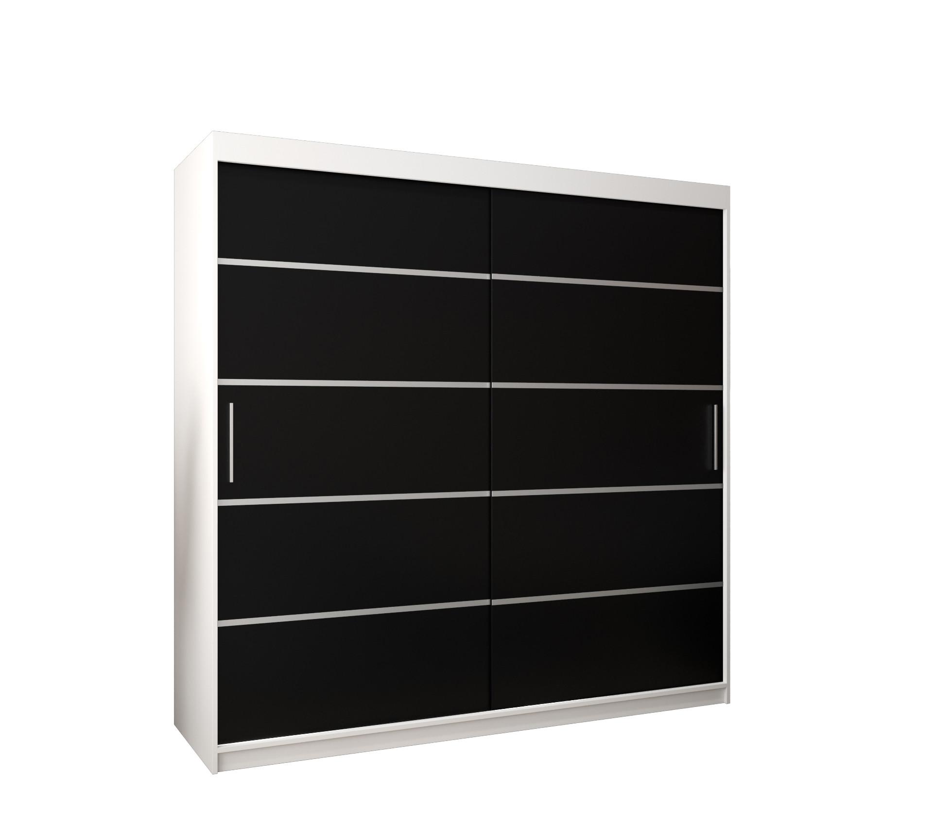 SCHWEBETÜRENSCHRANK 200/200/62 2-türig - Silberfarben/Schwarz, Holz/Kunststoff (200/200/62cm) - MÖBEL KRYSPOL