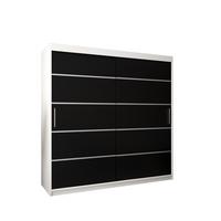 SCHWEBETÜRENSCHRANK 200/200/62 2-türig - Silberfarben/Schwarz, Holz/Kunststoff (200/200/62cm) - MÖBEL KRYSPOL