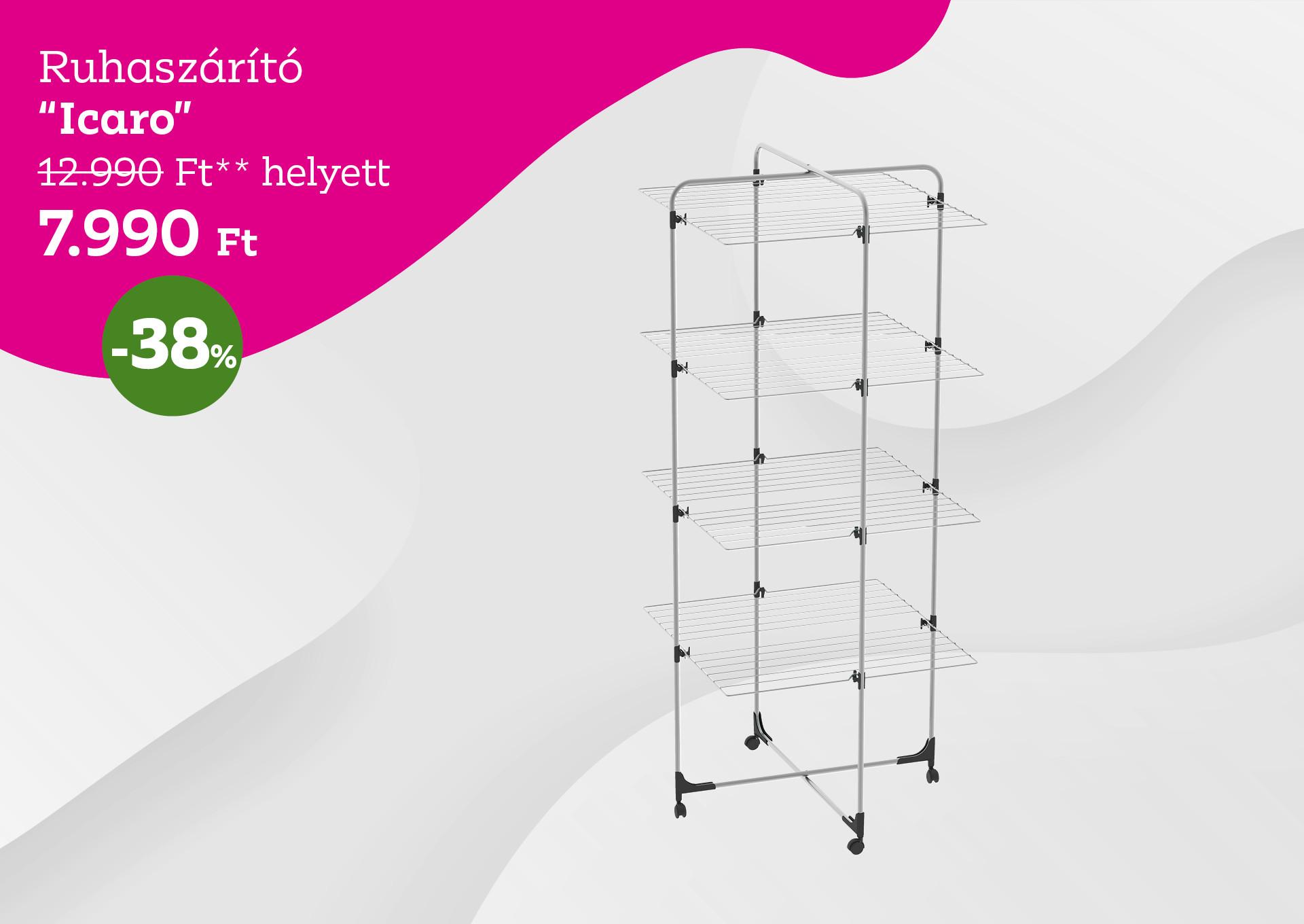 Ruhaszárító ICARO 12990 Forint helyett 7990 Forint, kedvezmény mértéke 38%