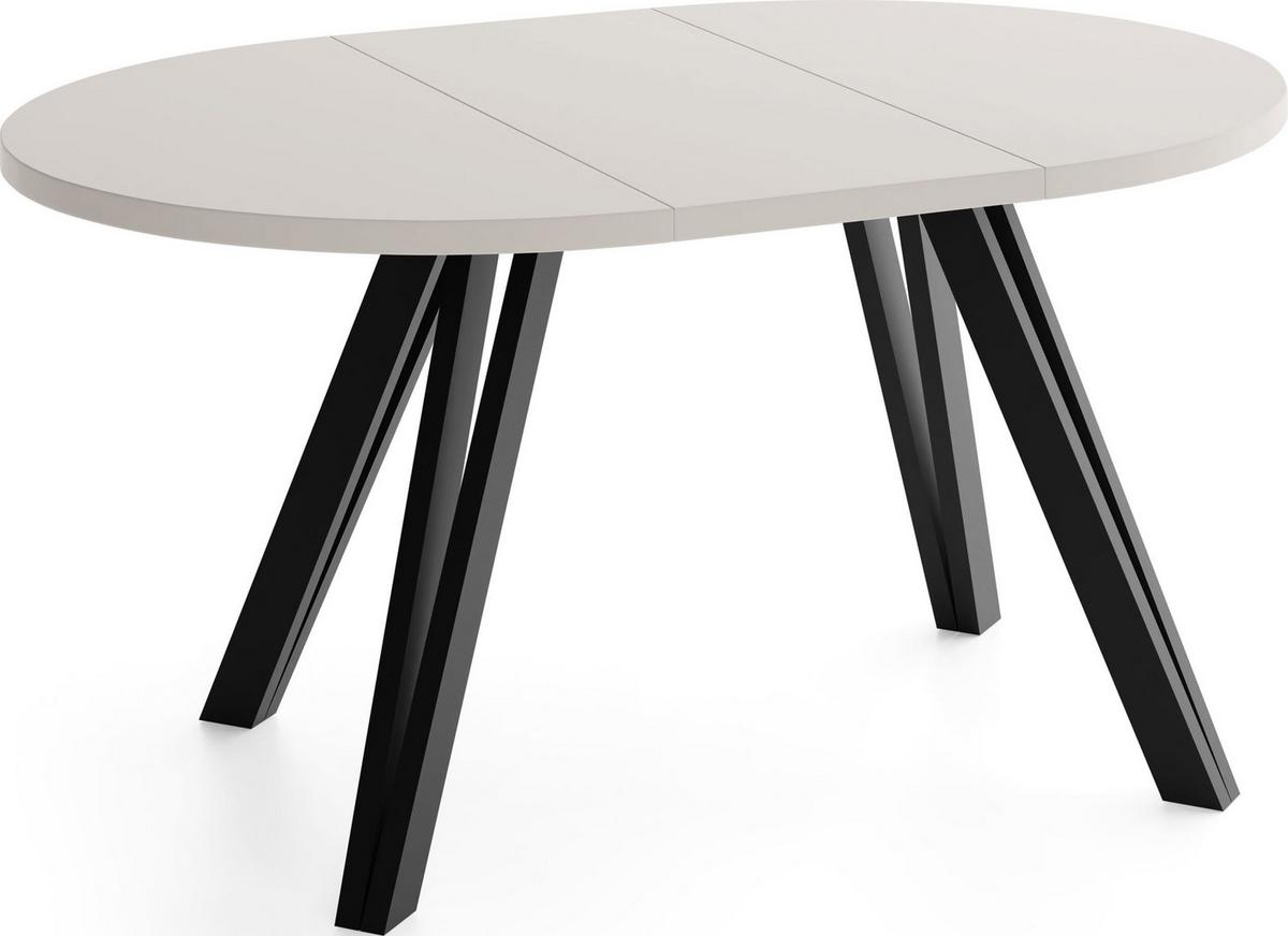 ESSTISCH Ravero runder ausziehbarer, Kaschmir 100-140/100/77 cm - Kaschmir/Beige, Holz/Holzwerkstoff (100/140/76.5cm) - WFL GROUP