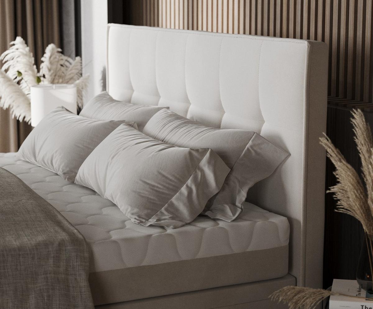 BOXBETT Arivo 200/200 cm Creme im Paros Stoff - Creme/Schwarz, Holz/Holzwerkstoff (200/200cm) - AltaBeds