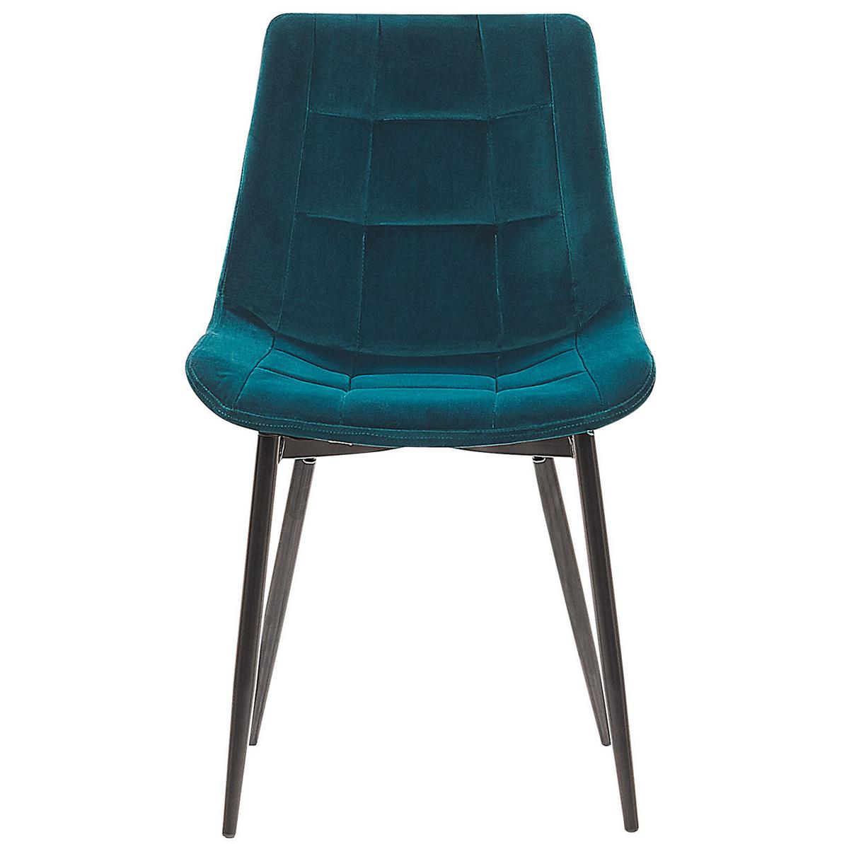 ESSZIMMERSTUHL 2er-Set Samtstoff Blau Melrose - Blau, Textil/Metall (51/82/59cm) - Beliani