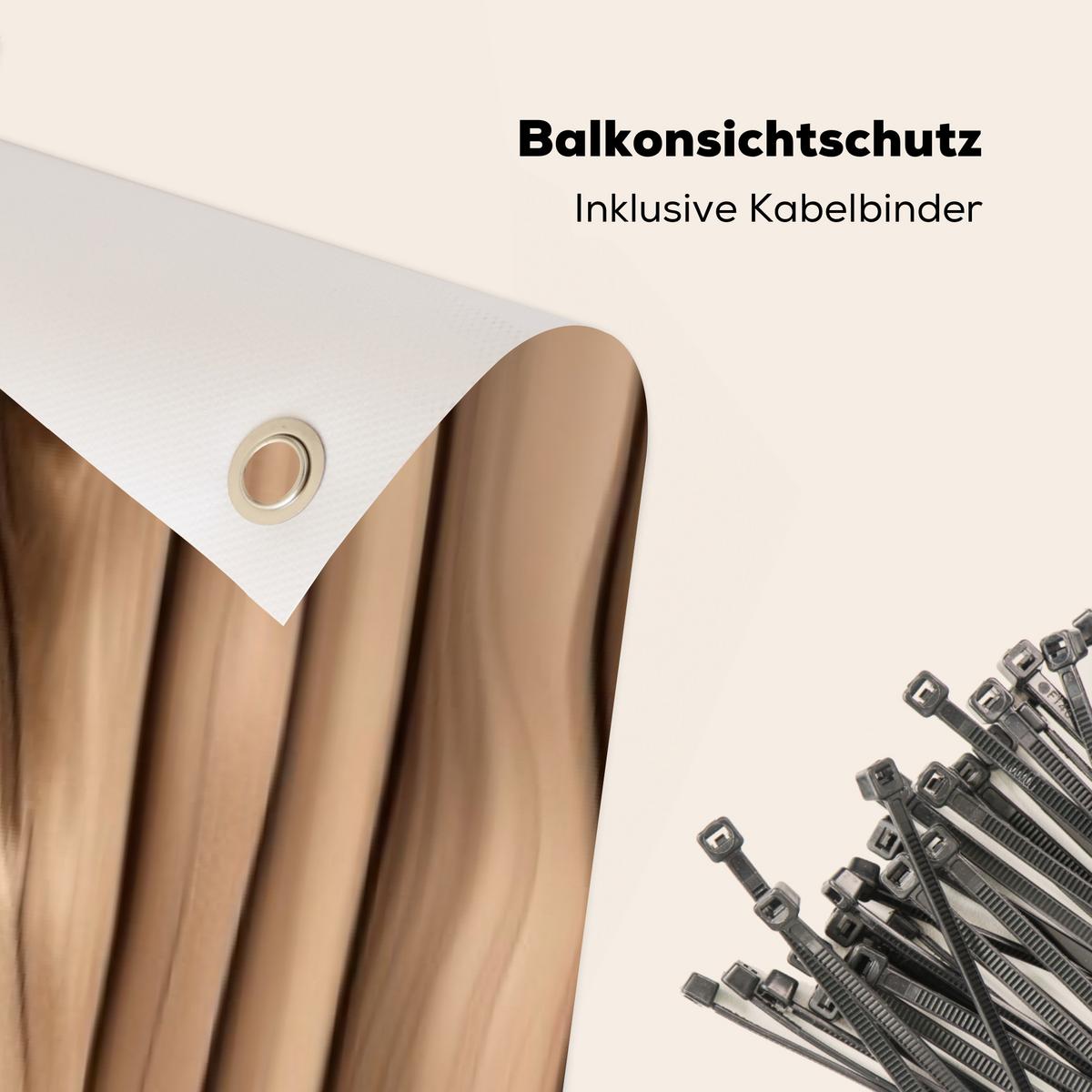 BALKON-SICHTSCHUTZ Holz - Stiel - Hellbraun Witterungsbeständig 300x75 cm - Ahornfarben, Kunststoff (300/75cm) - MuchoWow