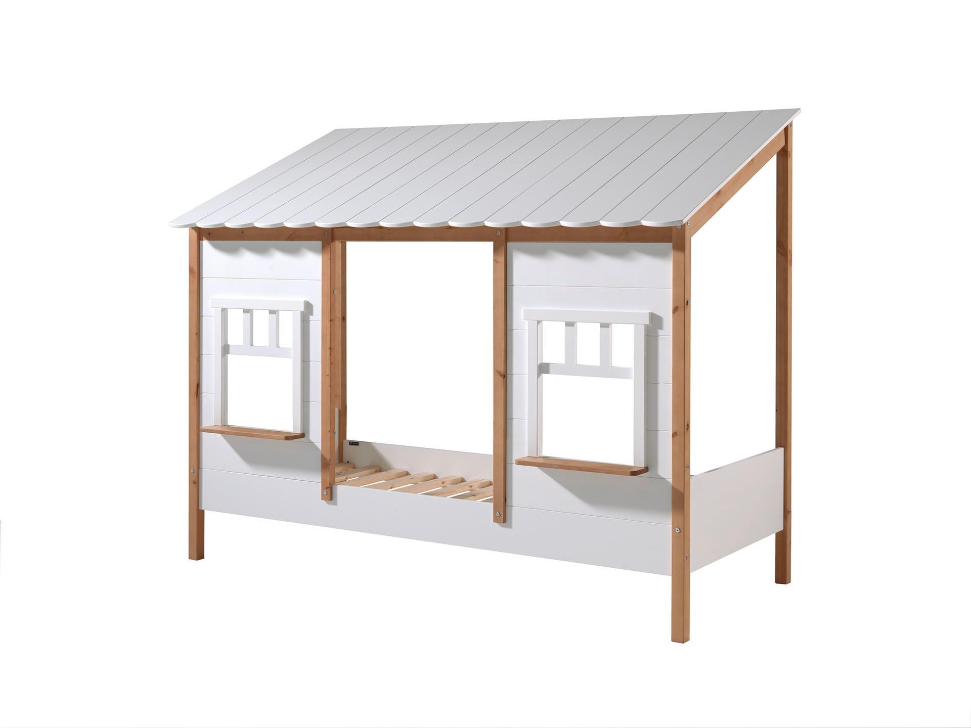 LANDHAUSBETT Kamilah 214x174x105 aus Massivholz+MDF in Oak/Weiß - Weiß, Holz (90/200cm) - 58aufmkessel