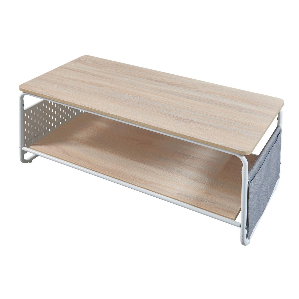 COUCHTISCH Dyrøy 100/50/43 cm - Eichefarben/Weiß, Metall (50/100/43cm) - [en.casa]