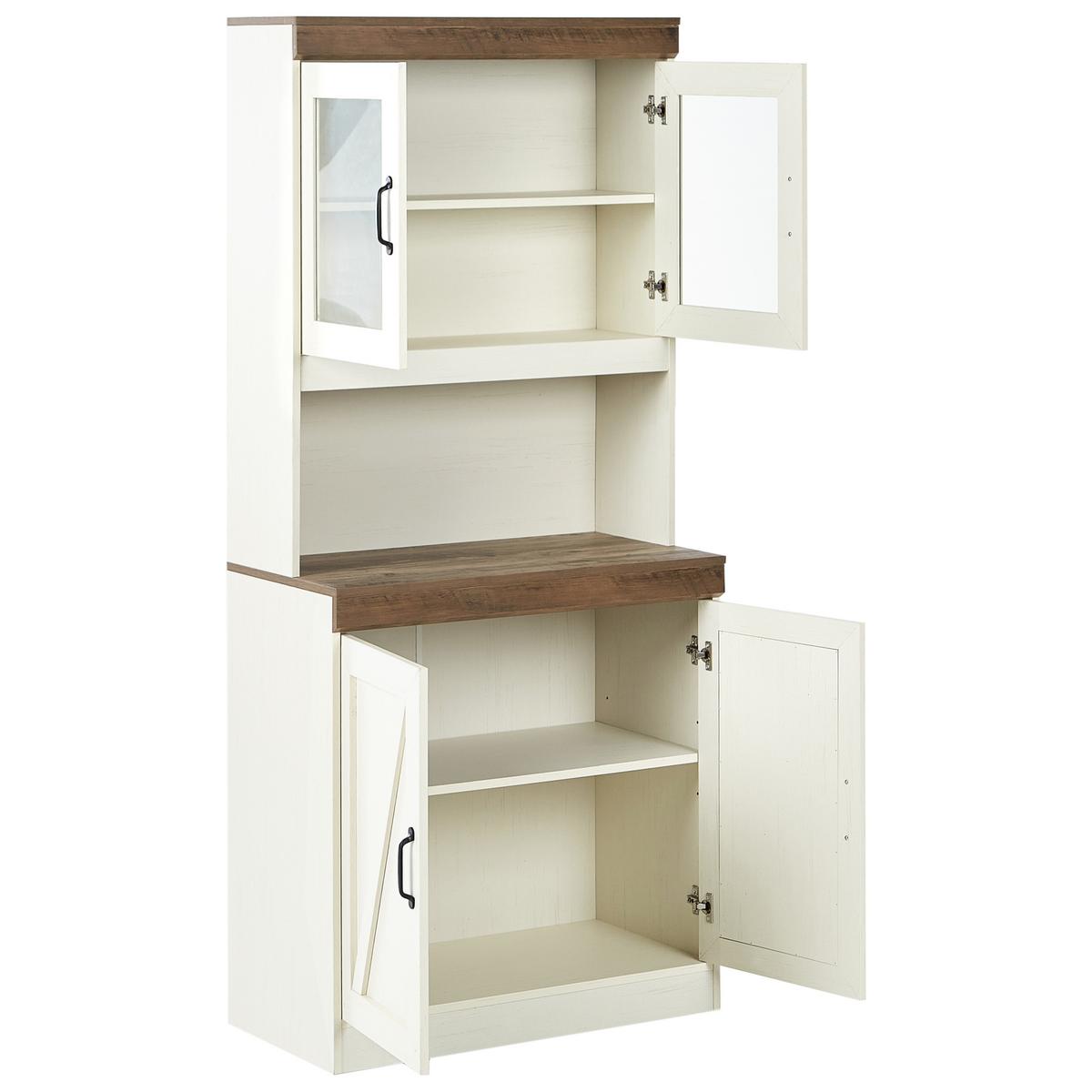 VITRINE mit Glastüren 80 cm Braun/Weiß Kalbarri - Messingfarben/Weiß, Holzwerkstoff (80/178/39cm) - Beliani